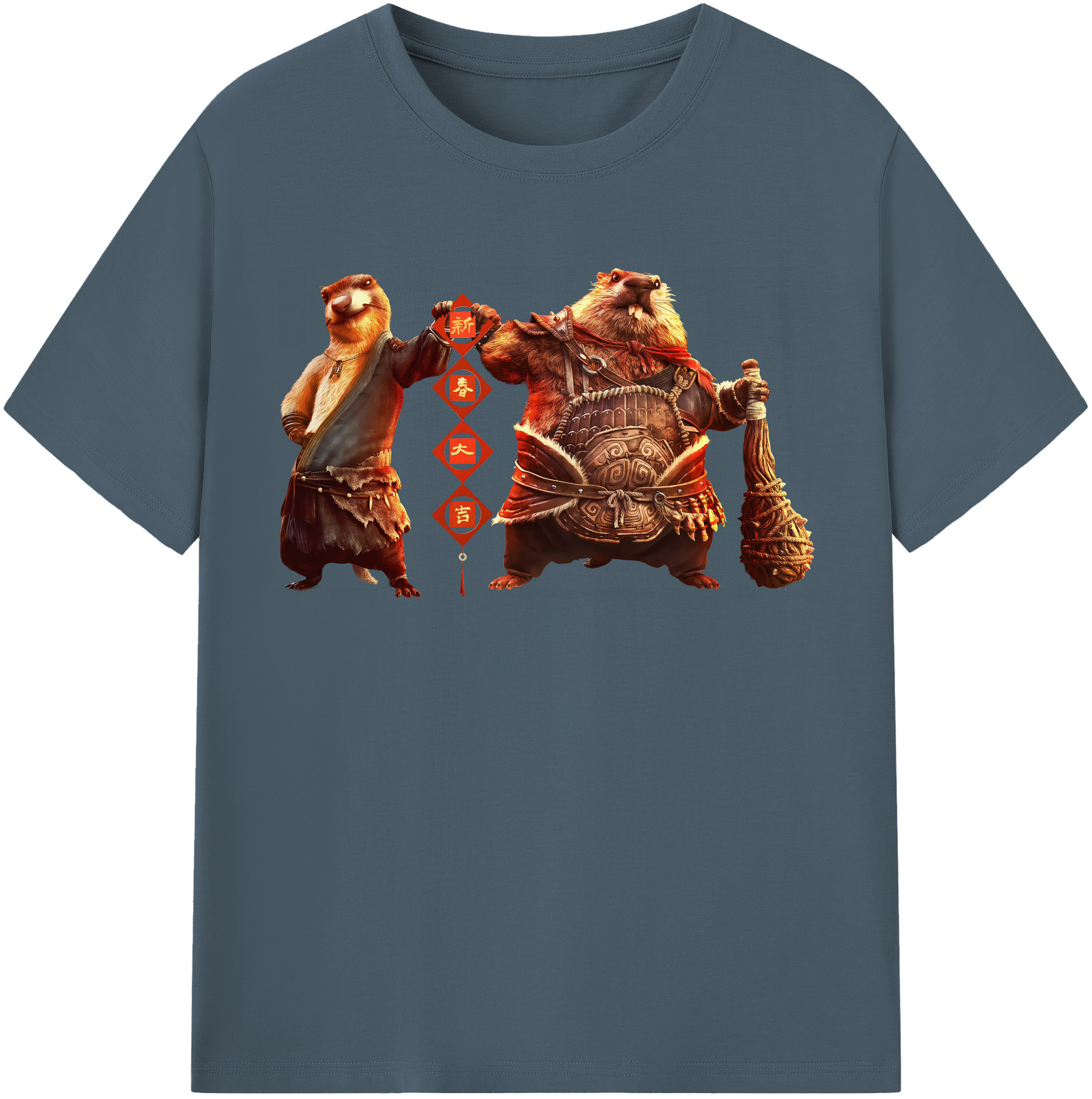 （画像用） Ne Zha 2 ナタ 魔童の大暴れ 綿100％半袖Tシャツ（フロントプリント）